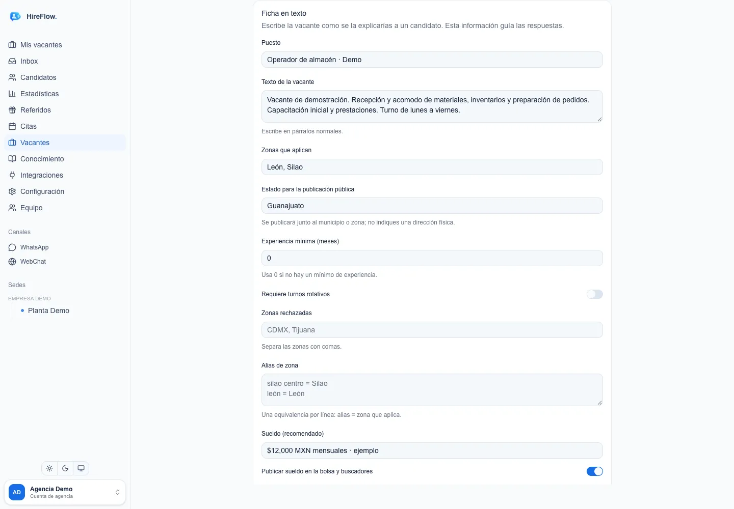 Editor de vacante